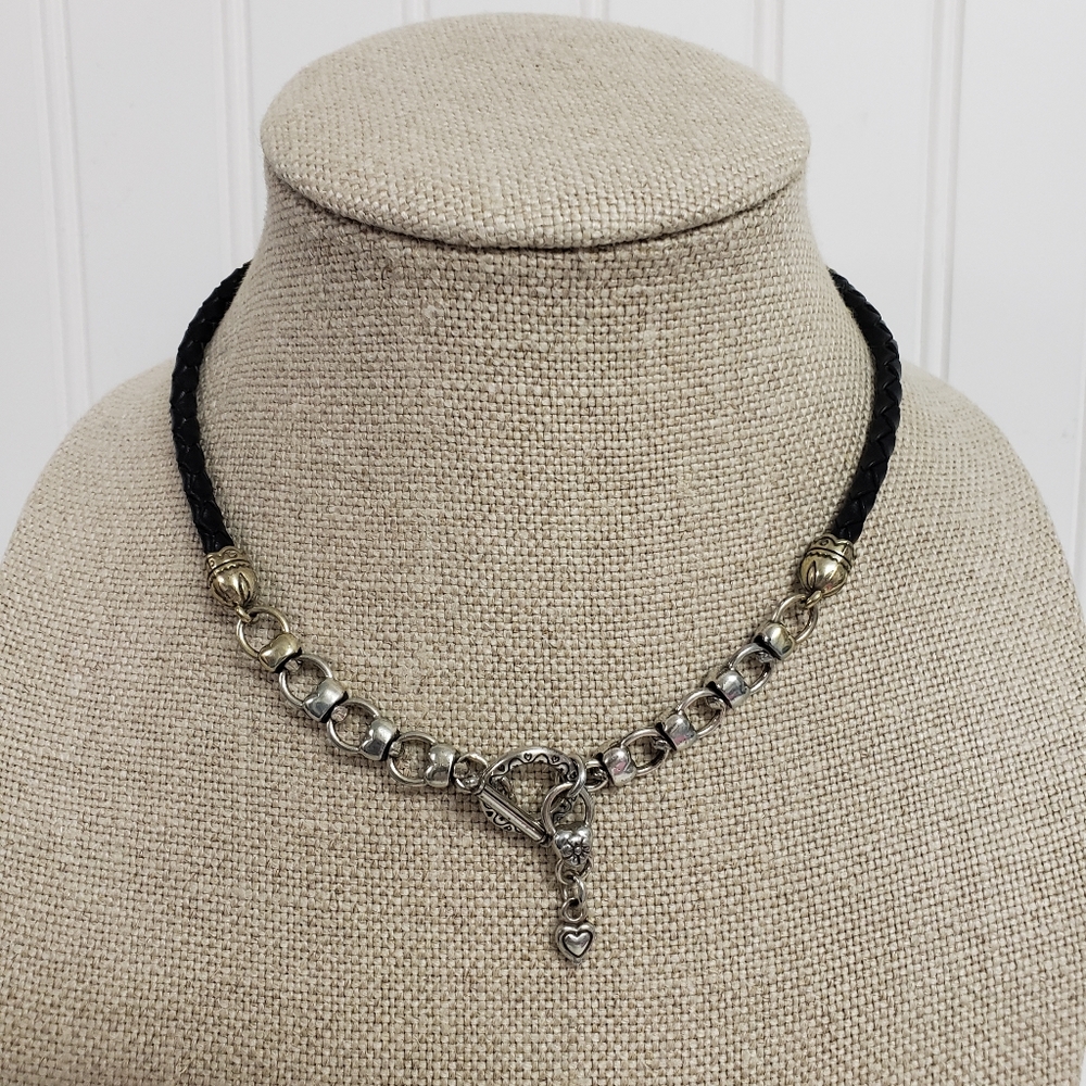 Brighton Black Leather Front Toggle Necklace - image 1